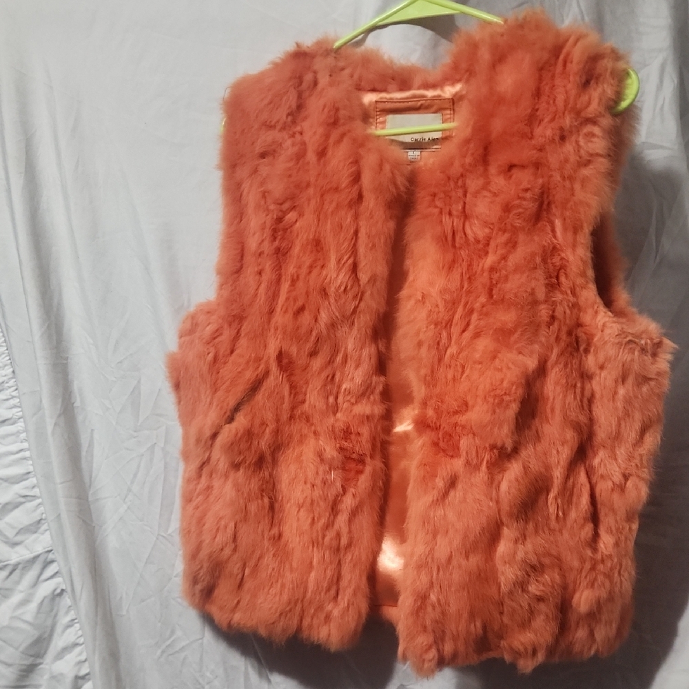 Carrie Allen Faux Fur Vest in Orange